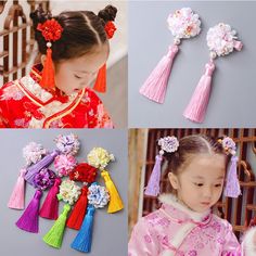 Chinese New Year Flower, Cheap Hair Accessories, New Year Hairstyle, Chinese Flower, Chinese Princess, Hair Dress, Chinese Hairstyle, Dress Hairstyles, Hair Clips Girls