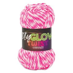 pink and white yarn with the words hot glow written on it