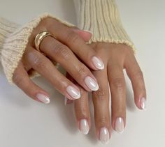 Biab Nails French Tip Designs, Milky White Tip Nails, Chrome Nails With French Tips, White French Chrome Nails, Off White French Tip Nails, Natural Nail Trends, Milky French Tip Nails, White On White French Tip, Milky White Nails French