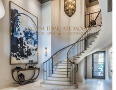 an elegant foyer with marble floors and white walls