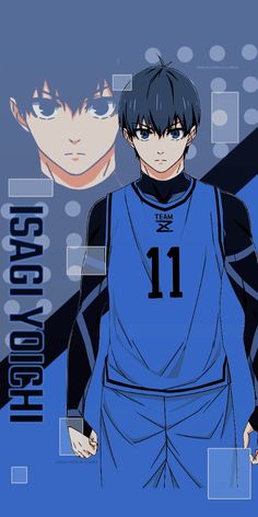 an anime character with black hair wearing a blue uniform and holding his hands in his pockets