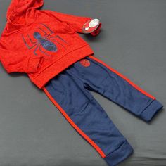 Nwt Red Spider-Man Sweater Blue Spider-Man Pants Great For Spider-Man Fan! Black Sweatsuit, Man Sweater, Red Spider, Man Pants, Newborn Gown, Cape Sweater, Knitted Cape, Organic Cotton Dress, Bear Hoodie