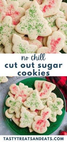 no - chill cut out sugar cookies with sprinkles on the top and bottom