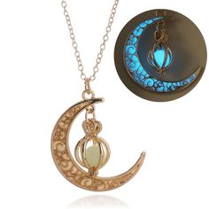 PRICES MAY VARY. Crafted from premium alloy materials, this exquisite necklace features a captivating luminous moon pendant. The unique design of the pendant showcases a luminous bead shape, creating an enchanting glow. Absorbing sunlight during the day, this necklace illuminates in the dark, adding a magical touch to your look. Perfect for Halloween, Christmas, Thanksgiving, and other special occasions, it enhances the festive atmosphere. Express your love and blessings with this perfect gift f Alloy Moon Charm Jewelry For Gift, Alloy Jewelry With Moon Charm As Gift, Magical Moon Charm Pendant Jewelry, Mystical Luminous Jewelry For Gifts, Mystical Luminous Jewelry Gift, Crescent Moon Necklace Silver, Glow Jewelry, Gold Skies, Moon Fairy