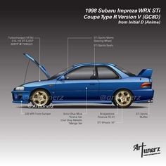 Initial D Car, Car Facts, Bike Camping, Subaru Cars, Car Artwork, Initial D, Subaru Impreza Wrx