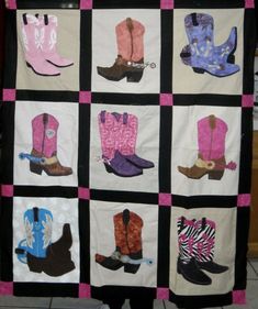 a quilt made to look like cowboy boots