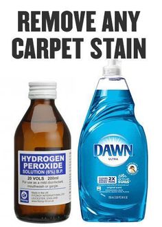 a bottle of water and a bottle of liquid with the words remove any carpet stain