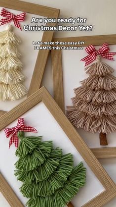 three framed pictures with christmas trees in them and the words are you ready for christmas decor yet?