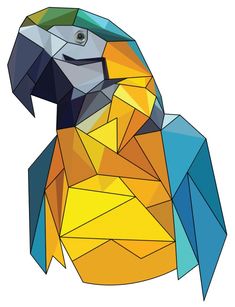 a colorful bird made out of geometric shapes