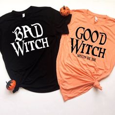 Etsy Bad Witch Good Witch Unisex T-Shirt Set, fall tshirts, Halloween Shirts, Friend Shirts, Funny Hallo Fall Tshirts, Side Hussle, Friend Shirts, Halloween Tee Shirts, Bad Witch, Cricut Halloween, Good Witch, The Worst Witch, Halloween Cupcakes