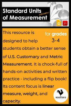 a poster with the text standard units of measurement for grade 3 - 4