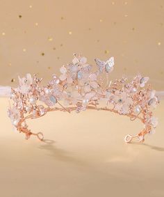 Beautiful Rose Gold Crown Baroque Pearl Butterfly Rhinestone Kids CrownMade of fine Zircon Pearl Butterfly.Measurement: 35cm/13.65" * 6cm/2.34". Matches easily with daily hairstyle, dresses Shirts Butterfly Hairband, Hairband Wedding, Wedding Hairstyles With Crown, Bridal Crown Tiara, Floral Tiara, Rose Gold Crown, Wedding Hairband, Crown For Women, Pearl Tiara