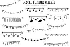 a set of hand drawn doodle bunting clipart