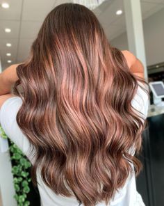 Rose Gold Balayage Hair, Rose Gold Balayage Brunettes, Gold Balayage Hair, Balayage Rose Gold, Shorter Hairstyles, Balayage Hair Ideas, Gold Balayage, Rose Gold Balayage