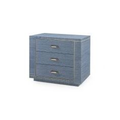 a blue drawer with two drawers on top and one drawer in the middle, against a white background