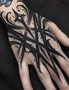 a person's hand painted with black paint