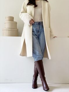 Editor's Notes The long boots with a moderate middle height accentuated the backline to accentuate the style- Modern and sophisticated mood- Soft and bold rounded toe- Chic and casual style- Comfortable feeling Measurements(in.)- Size : KR 225 ~ 255mm / US 5.5 ~ 8.5- Heel : 1.197in.- Body height : 14.57 in.- Entrance circumference : 14.17 in.- Calf circumference : 14.37 in.Composition & Care- Cowhide - Natural leather could have fine scratches and wrinkles- Avoid direct heat a Fitted Beige Mid-calf Boots For Winter, Fitted Beige Mid-calf Winter Boots, Elegant Winter Mid-calf Boots, Elegant Mid-calf Heeled Boots For Winter, Classic Knee-high Winter Heeled Boots, Chic Mid-calf Heeled Boots For Winter, Classic Mid-calf Heeled Boots For Winter, Classic Mid-calf Winter Heeled Boots, Classic Knee-length Winter Boots