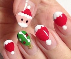 Nails Grunge, Santa Nails, Holiday Nail Art