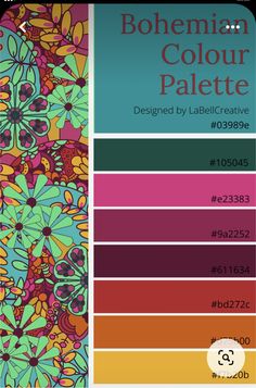 the color palette is shown with different colors and patterns, including red, green, blue,