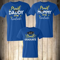 Proud Family T-Shirts THIS LISTING IS FOR ONE SHIRT ONLY DIRECT TO GARMENT PRINTING How to order: Select Size Select Shirt Color Provide custom name (for Ex. Mom, Dad, Brother, Proud Graduate, Etc.) Back Print: (OPTIONAL) there is a $4.99 charge per shirt (leave blank if not wanted) To order multiple shirts you will need to repeat this process and add it to your cart, then you can checkout all at the same time. We use first Quality T shirt pre-shrunk cotton. WE STRONGLY RECOMMEND TO TAKE A LOOK Funny Customizable Short Sleeve Shirt, Father's Day Blue Top With Custom Print, Blue Custom Print Top For Father's Day, Customizable Blue Fan Merchandise Tops, Customizable Cotton Fan Apparel T-shirt, Blue T-shirt With Name Print For Fan Merchandise, Father's Day Customizable Short Sleeve T-shirt, Blue Customizable T-shirt For Family Matching, Family Matching Blue T-shirt With Name Print