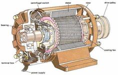 a diagram of an electric motor with parts labeled in the following words, including gears and rotors