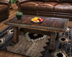 a bowl of fruit is sitting on a coffee table