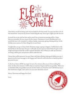 a letter to someone from the elf on the shelf