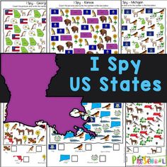 i spy us states worksheet for kids to learn about the usa and other countries