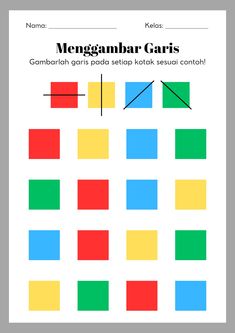 a poster with different colored squares and lines on the bottom half of it, which is also