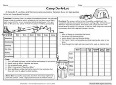 the camp do - a - lot worksheet is shown in black and white