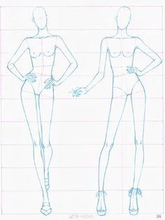 two female mannequins are shown in this drawing