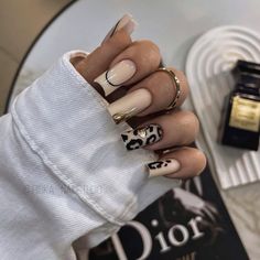 Sweater Nails, Beige Nails, Grunge Nails, Leopard Nails, Short Acrylic Nails Designs, Neutral Nails, Fire Nails