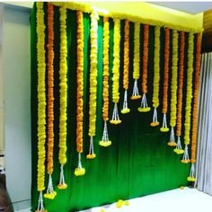 Indian Baby Shower Decorations, Naming Ceremony Decoration, Mehendi Decor Ideas, Ganpati Decoration At Home, Flower Door, Marigold Flowers