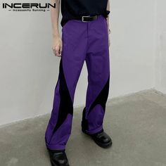 SPECIFICATIONS Brand Name: INCERUN Applicable Season: Four Seasons Origin: Mainland China CN: Guangdong Material: POLYESTER Applicable Scene: CASUAL Hign-concerned Chemical: None Pant Style: STRAIGHT Style: Casual Model Number: Deconstruction Splicing Pants Thickness: midweight Waist Type: MID Decoration: none Gender: MEN Item Type: full length Place Of Origin: China (mainland) Closure Type: Elastic Waist Fabric Type: Broadcloth Length: full length Front Style: Pleated Fit Type: regular Color: Green,Purple,Blue Size: S,M,L,XL,2XL,3XL,4XL,5XL,Plus Size Size:S,M,L,XL,2XL,3XL,4XL,5XLFabric Material:100%PolyesterColor:Green,Purple,BlueSuitable Type:FitStyle:BasicsOccasion:LeisurePattern: DeconstructionThickness:ModerationProduct Description:Men's deconstruction long pants.Label: YesPackage Inc Long Pants Casual, Colorblock Pants, Streetwear Male, Style Trousers, Polyester Pants, Pants Casual, Straight Leg Trousers, Casual Streetwear, Mens Trousers