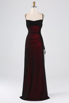 Wedtrend Women Black Blue Bridesmaid Dress Sheath Spaghetti Straps Floor Length Wedding Guest Dress – WEDTREND Spaghetti Strap Evening Dress, Formal Dark Red Dress, Dark Red Gala Dress, Gothic Wedding Bridesmaid Dresses, Red Dress Bridesmaid Dress, Vampire Hoco Dress, Prom Dresses Red And Black, 90s Inspired Prom Dress, Dark Red Grad Dress