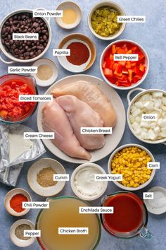 the ingredients to make this recipe include chicken, peppers, corn, black beans, tomatoes, and other vegetables