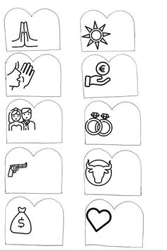 an image of hand drawn pictures with different symbols on them and the words, i love you