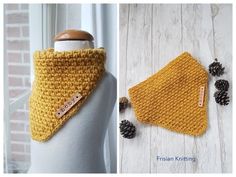 two pictures showing different types of crocheted scarves