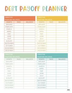 a printable debt payoff planner