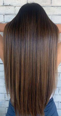 Latte Hair Color, Latte Hair, Balayage Straight Hair, Long Hair Highlights, Brown Straight Hair, Black Hair Balayage