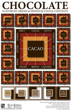 the chocolate poster is shown with different types of chocolates in squares and rectangles