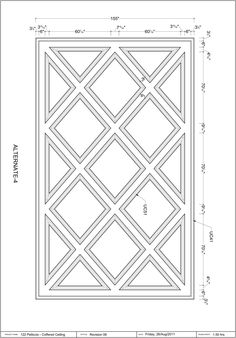 a drawing of the design for a decorative wall panel, with lines and squares on it