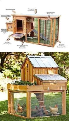 an image of a chicken coop with instructions on how to build it and where to put the