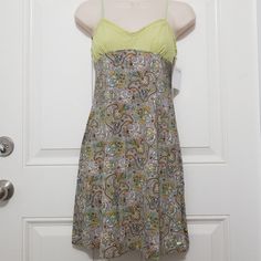 New, Never Worn. Fitted Printed Spring Sleepwear, Spring Printed Fitted Sleepwear, Fitted Printed Sleepwear For Spring, Fitted Floral Print Casual Sleepwear, Casual Fitted Floral Print Sleepwear, Sleeveless Fitted Multicolor Sleepwear, Fitted Yellow Sleepwear For Spring, Yellow Fitted Casual Sleepwear, Casual Yellow Fitted Sleepwear