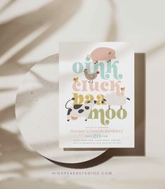 an animal themed birthday card with the words ohk, chick and hipo on it