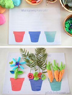 Free Printable Garden and Growing Play Dough Mats! (preschool or kindergarten) Play Dough Mats, Preschool Garden, Dough Mats, Playdough Mats, Spring Preschool, Spring Theme, Spring Activities