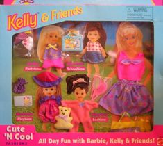 the doll is in its box and has four different outfits for her to play with