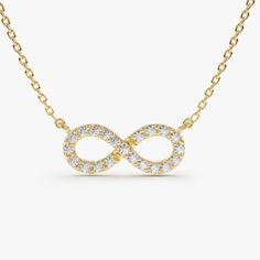 Diamond Infinity Necklace, Infinity Charm, Infinity Pendant, Infinity Necklace, Gold Diamond Jewelry, Infinity Symbol, Diamond Pendant Necklace, Fine Jewellery Necklace, Dainty Necklace