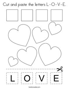 cut and paste the letters l - o - v - e to make it look like hearts