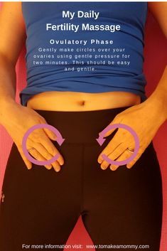 a woman with her hands on her hips and the words, fertity massage